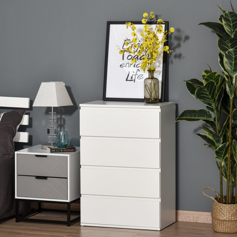 Chest of Drawers, 4 Drawers Storage Cabinet Floor Tower Cupboard for Bedroom Living Room, White Sideboard Room