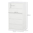 HOMCOM Chest of Drawers, 5 Drawers Storage Cabinet Floor Tower Cupboard for Bedroom Living Room, White