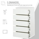 HOMCOM Chest of Drawers, 5 Drawers Storage Cabinet Floor Tower Cupboard for Bedroom Living Room, White