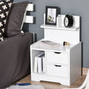 Bedside Table with 2 Drawers and Storage Shelves for Living Room Bedroom Accent Table Small Cabinet, White Modern w/2 Drawer Chest