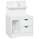 Bedside Table with 2 Drawers and Storage Shelves for Living Room Bedroom Accent Table Small Cabinet, White Modern w/2 Drawer Chest