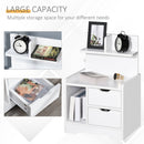 Bedside Table with 2 Drawers and Storage Shelves for Living Room Bedroom Accent Table Small Cabinet, White Modern w/2 Drawer Chest