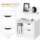 Bedside Table with 2 Drawers and Storage Shelves for Living Room Bedroom Accent Table Small Cabinet, White Modern w/2 Drawer Chest