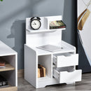 Bedside Table with 2 Drawers and Storage Shelves for Living Room Bedroom Accent Table Small Cabinet, White Modern w/2 Drawer Chest