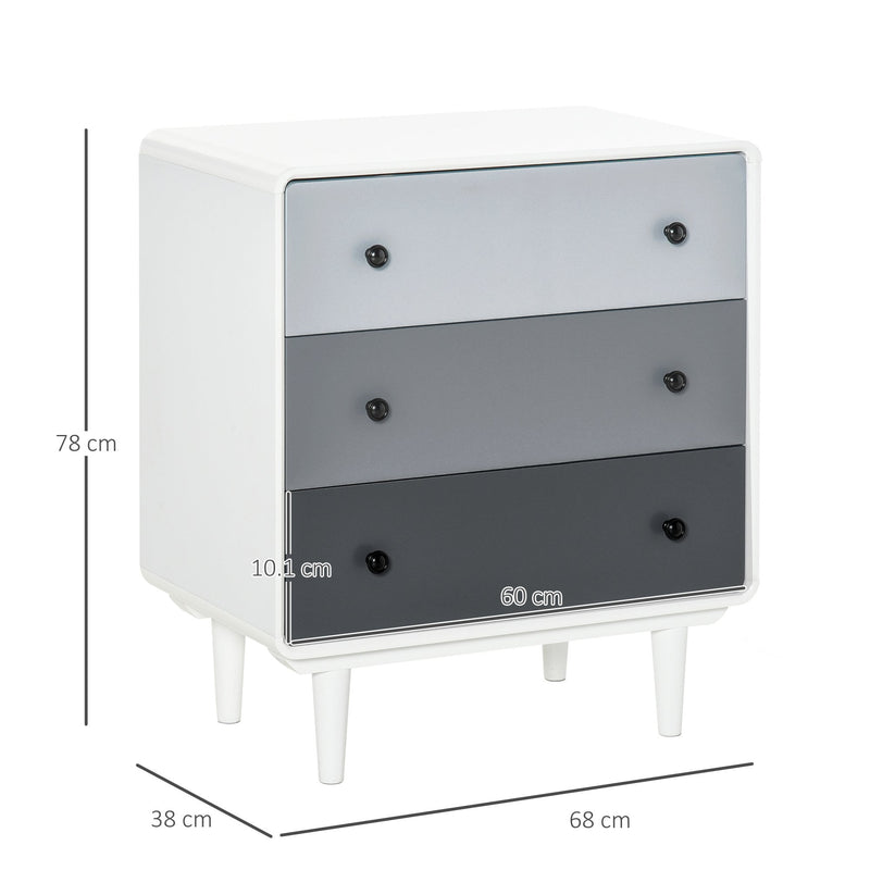 Modern Side Cabinet Home Organizer with 3 Storage Drawer Unit for Bedroom, Living Room Nordic w/