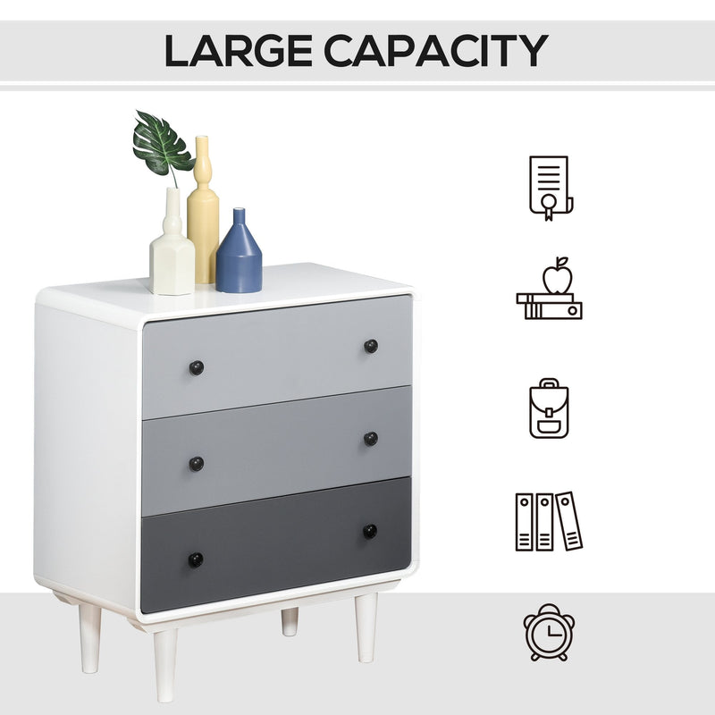 Modern Side Cabinet Home Organizer with 3 Storage Drawer Unit for Bedroom, Living Room Nordic w/