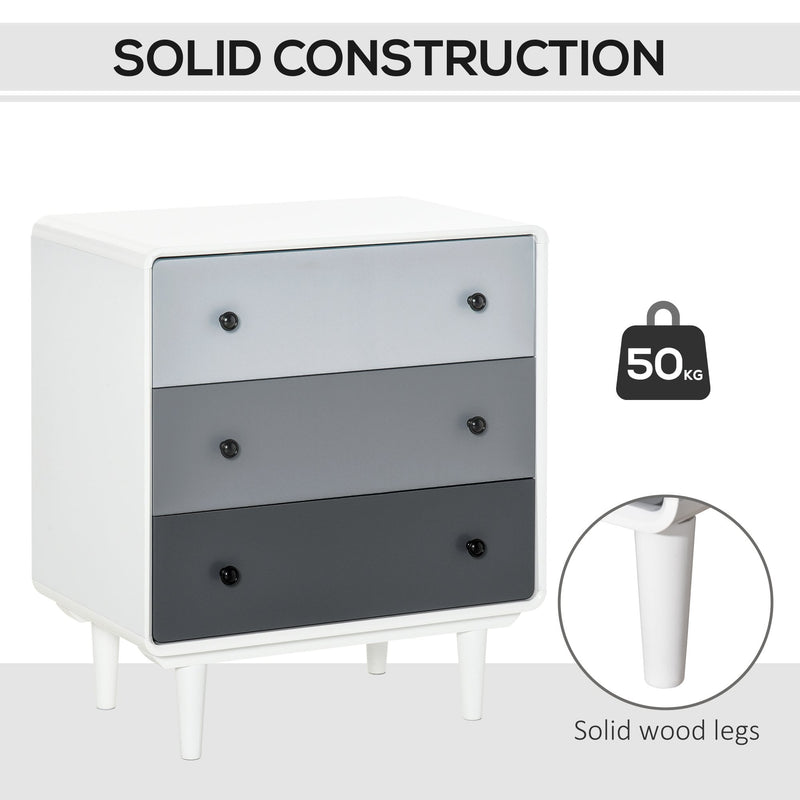 Modern Side Cabinet Home Organizer with 3 Storage Drawer Unit for Bedroom, Living Room Nordic w/