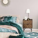 Side Cabinet Home Organizer With 2 Storage Drawer Unit, Hidden Handle For Bedroom, Living Room, Herringbone Pattern, Walnut Brown Drawer, Handle