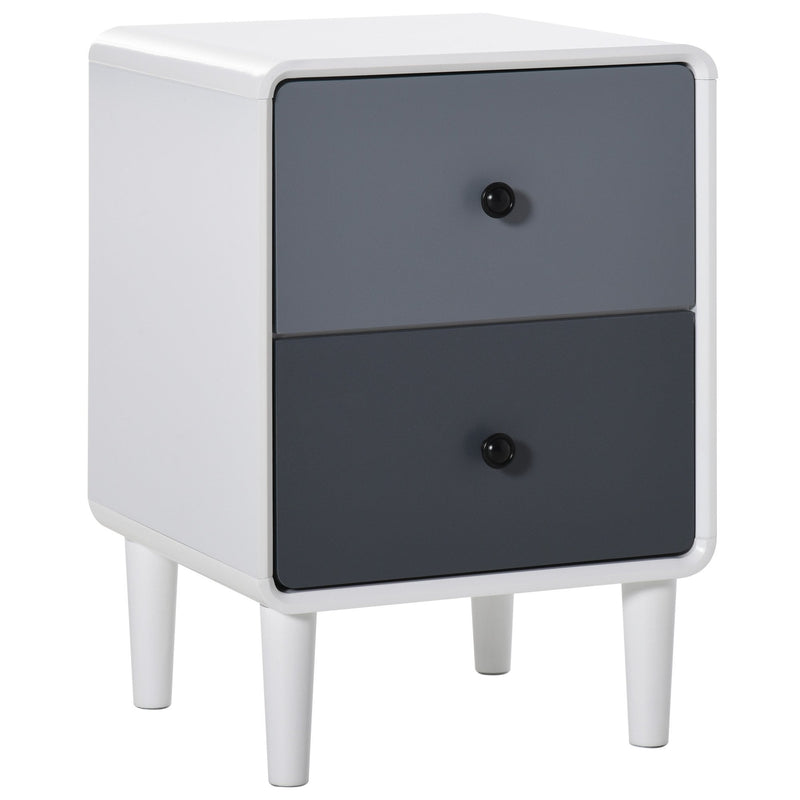 Modern Side Cabinet Nightstand Home Organizer with 2 Storage Drawer Unit for Bedroom, Living Room Nordic