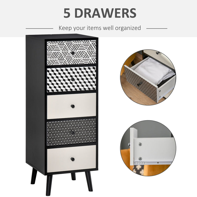 Chest of Drawers, 5 Drawer Dresser, Vertical Storage Organizer Unit for Bedroom, Living Room Bedroom