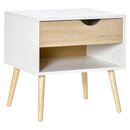 Bedside Table with Drawer and Shelf, Modern Nightstand, End Table for Bedroom, Living Room &