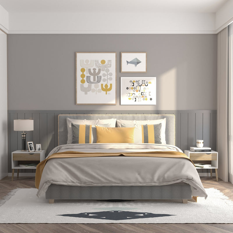 Bedside Table with Drawer and Shelf, Modern Nightstand, End Table for Bedroom, Living Room &
