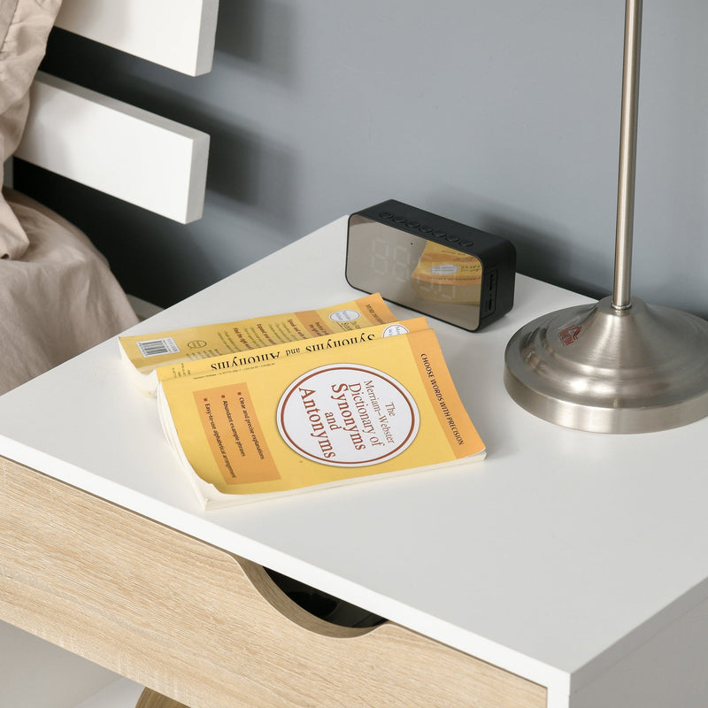 Bedside Table with Drawer and Shelf, Modern Nightstand, End Table for Bedroom, Living Room &