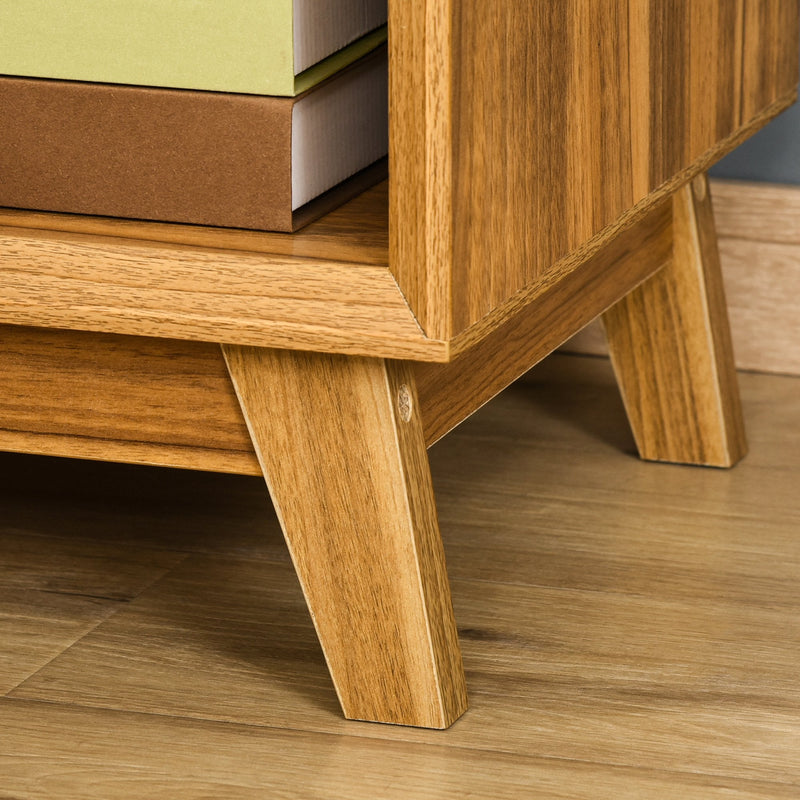 Modern Bedside Table Nightstand, Living Room End Table, Side Table with Drawer and Shelf, Walnut Brown Storage Organizer Bedroom