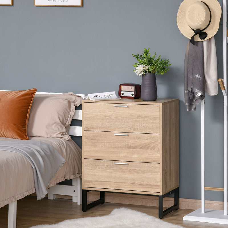 Chest of Drawers, 3 Drawer Unit, Storage Cabinet Organizer with Steel Frame for Bedroom, Living Room Unit
