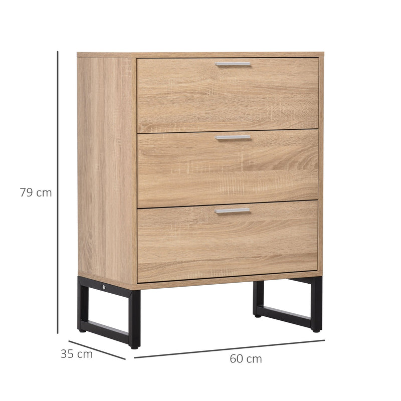 Chest of Drawers, 3 Drawer Unit, Storage Cabinet Organizer with Steel Frame for Bedroom, Living Room Unit