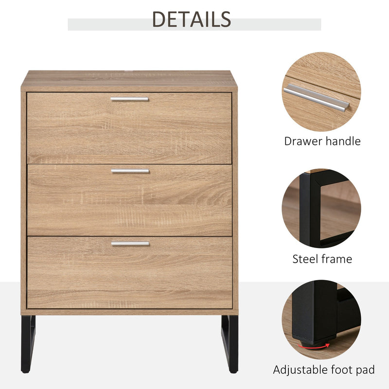 Chest of Drawers, 3 Drawer Unit, Storage Cabinet Organizer with Steel Frame for Bedroom, Living Room Unit