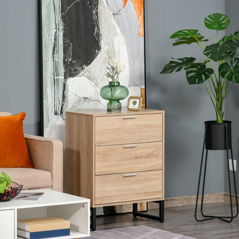 Chest of Drawers, 3 Drawer Unit, Storage Cabinet Organizer with Steel Frame for Bedroom, Living Room Unit