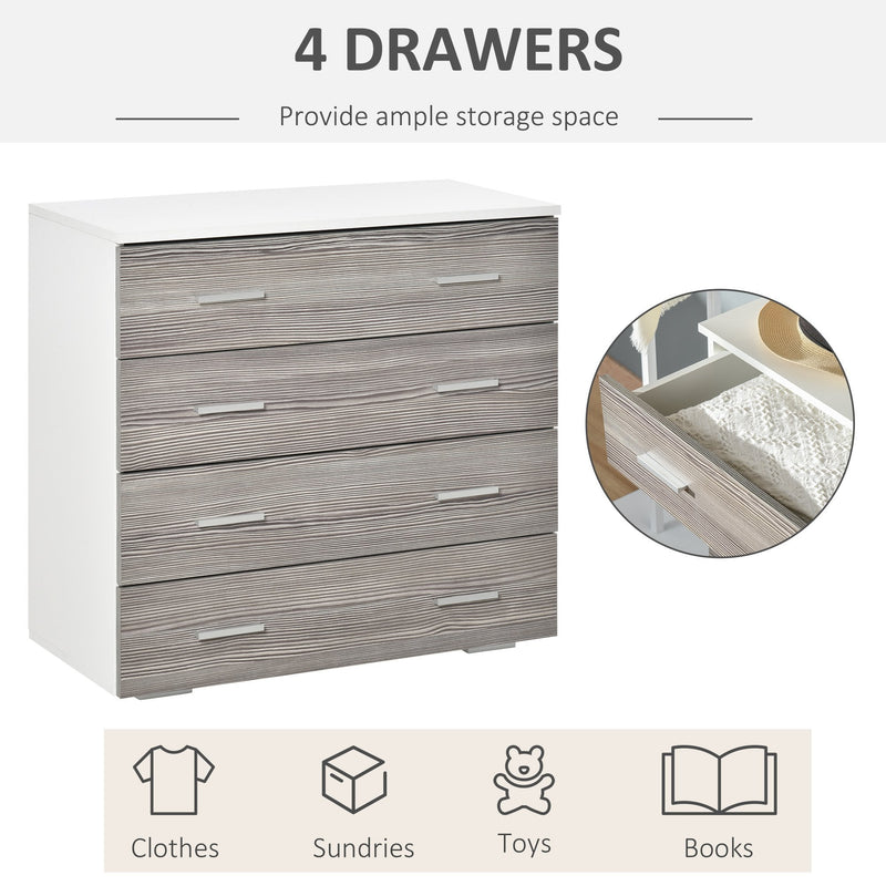 Chest of Drawers, 4 Drawer Dresser, Storage Organizer Unit for Bedroom, Living Room, Grey Bedroom