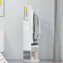 Full Length Mirror with Jewelry Cabinet, Hanging Cloth Bar, Coat Rack, 360-¦ Rotate Floor Mirror for Bedroom, Living Room, White Armoire