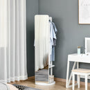 Full Length Mirror with Jewelry Cabinet, Hanging Cloth Bar, Coat Rack, 360-¦ Rotate Floor Mirror for Bedroom, Living Room, White Armoire