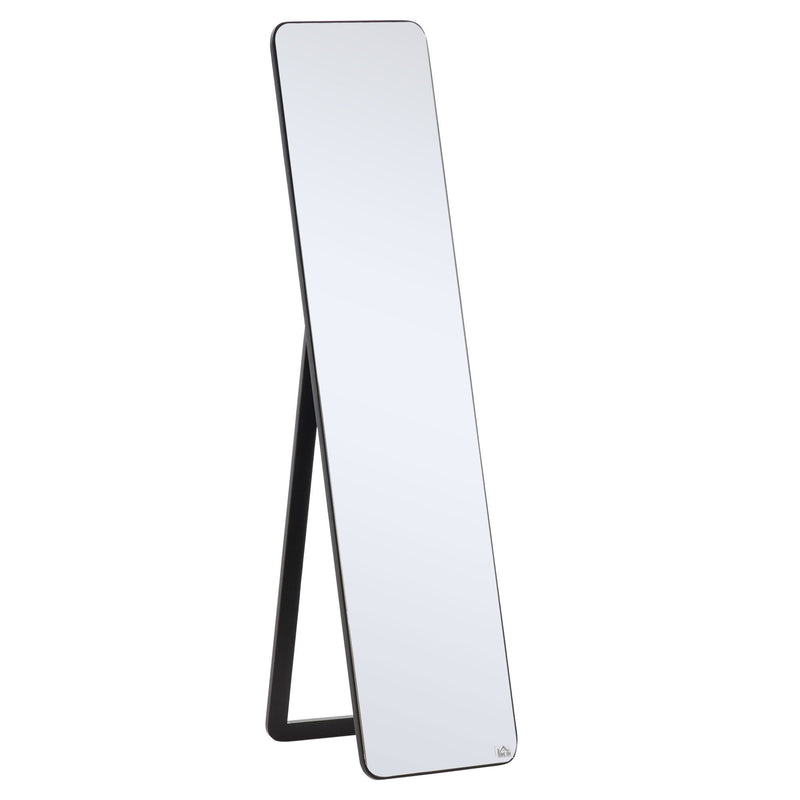 Full Length Mirror, Free Standing or Wall Hanging, Tall Full Body Mirror for Bedroom, Hallway, Black Floor Mount Dressing Bedroom