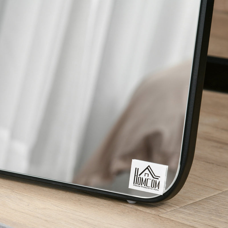 Full Length Mirror, Free Standing Or Wall Hanging, Tall Full Body Mirror For Bedroom, Hallway, Black Floor Mount Dressing Bedroom
