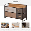 5-Drawer Dresser, Linen Fabric Chest of Drawers, Dresser Tower Unit for Bedroom Hallway Entryway, Storage Organizer with Steel Frame Wooden Top Drawer Clothes