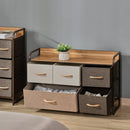 5-Drawer Dresser, Linen Fabric Chest of Drawers, Dresser Tower Unit for Bedroom Hallway Entryway, Storage Organizer with Steel Frame Wooden Top Drawer Clothes