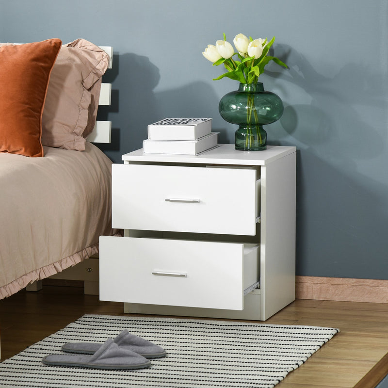 Bedside Table with 2 Drawers, Modern Nightstand, Cabinet Drawers Side Storage Unit for Bedroom, Living Room w/