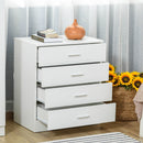 Storage Cabinet Vertical Drawer Chest of 4 w/ Metal Rails Anti-Tip for Playroom, Nursery Room, Hallway, etc Anti-Tip, White