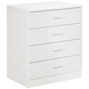 Storage Cabinet Vertical Drawer Chest of 4 w/ Metal Rails Anti-Tip for Playroom, Nursery Room, Hallway, etc Anti-Tip, White