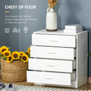 Storage Cabinet Vertical Drawer Chest of 4 w/ Metal Rails Anti-Tip for Playroom, Nursery Room, Hallway, etc Anti-Tip, White