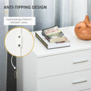 Storage Cabinet Vertical Drawer Chest of 4 w/ Metal Rails Anti-Tip for Playroom, Nursery Room, Hallway, etc Anti-Tip, White