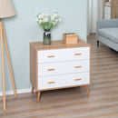 HOMCOM Chest of Drawers with 3 Drawers, Bedroom Cabinet, Storage Organizer for Living Room, White and Natural
