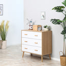 HOMCOM Chest of Drawers with 3 Drawers, Bedroom Cabinet, Storage Organizer for Living Room, White and Natural