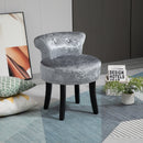 Dressing Table Stool with Rubber Wood Legs Ice Velvet Makeup Seat Dressing Chair High Elastic Sponge Chair for Living Room Fitting Room Bedroom w/