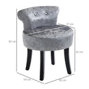 Dressing Table Stool with Rubber Wood Legs Ice Velvet Makeup Seat Dressing Chair High Elastic Sponge Chair for Living Room Fitting Room Bedroom w/