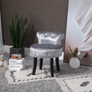 Dressing Table Stool with Rubber Wood Legs Ice Velvet Makeup Seat Dressing Chair High Elastic Sponge Chair for Living Room Fitting Room Bedroom w/
