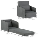Faux Suede Sofa Bed Armchair Soft Floor Sleeper Lounger Futon Couch With Pillow and Pocket Grey Seater Comfort