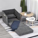 Faux Suede Sofa Bed Armchair Soft Floor Sleeper Lounger Futon Couch With Pillow and Pocket Grey Seater Comfort