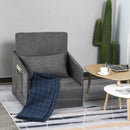 Faux Suede Sofa Bed Armchair Soft Floor Sleeper Lounger Futon Couch With Pillow and Pocket Grey Seater Comfort