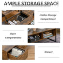 Extendible Coffee Table with Lift Top,  Functional Living Room Table with Hidden Storage Compartment, Drawer, Metal Frame for Home, 100 x 60 x 40 cm, Rustic w/ Top Drawer