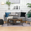 Extendible Coffee Table with Lift Top,  Functional Living Room Table with Hidden Storage Compartment, Drawer, Metal Frame for Home, 100 x 60 x 40 cm, Rustic w/ Top Drawer