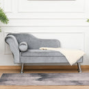 62"" Chaise Lounge Sofa Designer Retro Vintage Style Sofa Day Bed With Bolster Cushion Grey