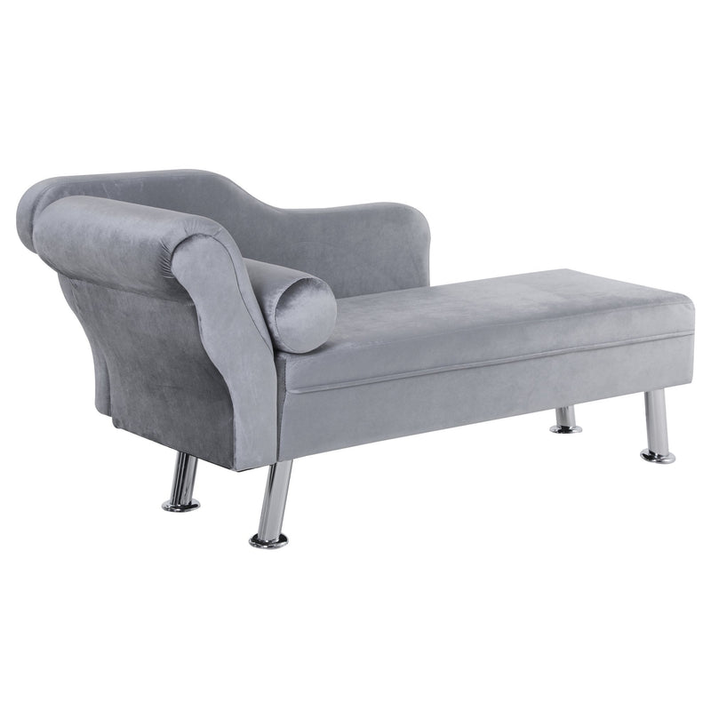 62"" Chaise Lounge Sofa Designer Retro Vintage Style Sofa Day Bed With Bolster Cushion Grey