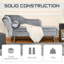 62"" Chaise Lounge Sofa Designer Retro Vintage Style Sofa Day Bed With Bolster Cushion Grey