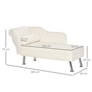 Deluxe Chaise Longue Designer Retro Vintage Style Sofa Lounge Day Bed With Bolster Cushion White Arm Rest Seat Sponge Modern