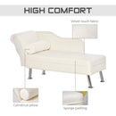 Deluxe Chaise Longue Designer Retro Vintage Style Sofa Lounge Day Bed With Bolster Cushion White Arm Rest Seat Sponge Modern