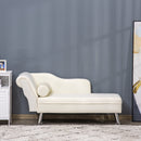 Deluxe Chaise Longue Designer Retro Vintage Style Sofa Lounge Day Bed With Bolster Cushion White Arm Rest Seat Sponge Modern